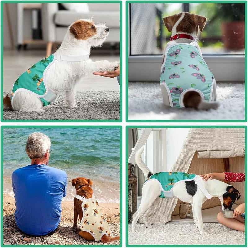 3 Pack Washable Female Dog Diapers with Adjustable Suspender, Reusable Fixed Doggie Diapers, Super Absorbent, Leakproof for Small to Large Dogs