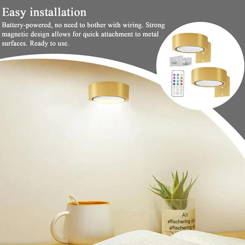 2Pcs LED Wall Sconces Lights 13-Color RGB Dimmable Painting Art Display Lights Magnetic Spotlight Battery Operated Picture Lamp