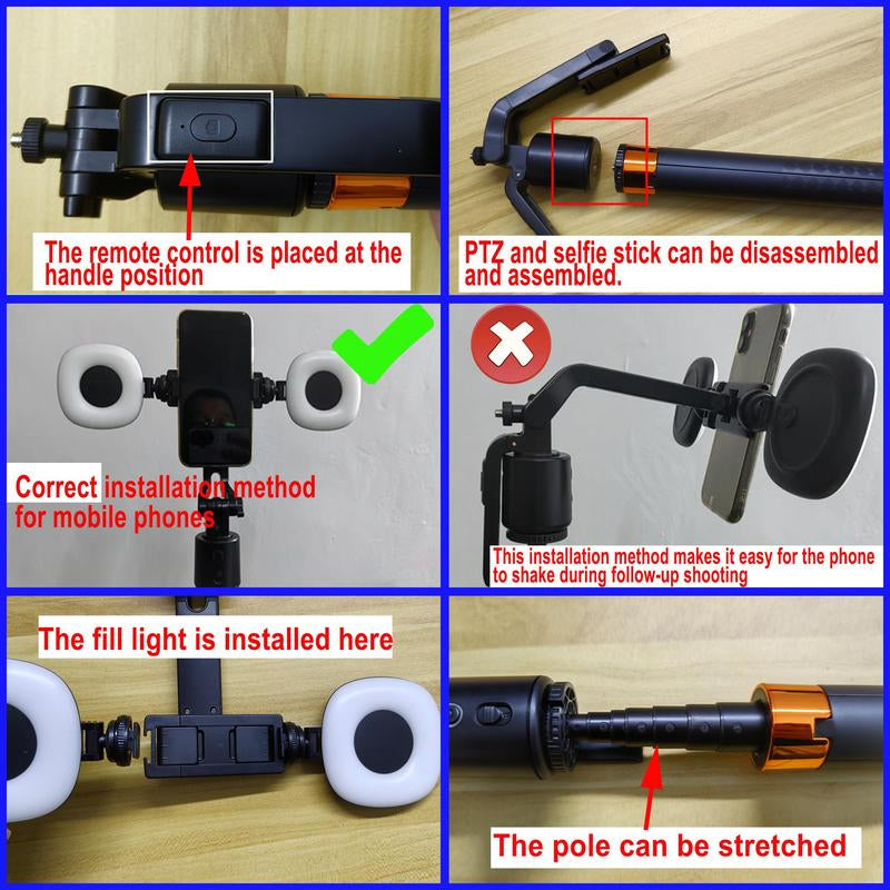 360-Rotatable Selfie Stick Tripod Remote, Rechargeable Smart Face Tracking Tripod with 2 Fill Light, Auto Face Tracking Phone Holder for Vlog, Camera Stand, Tripod Stabilizer, Tripod Ring, Smartphone Vlogging Kit