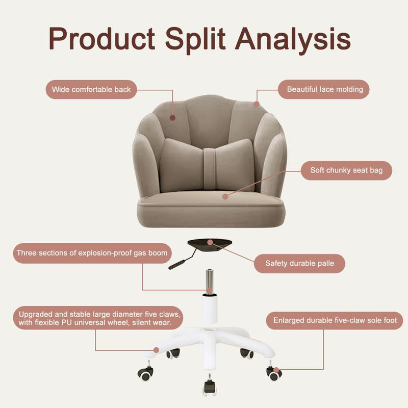 【Dealsforyoudays】Makeup Chairs Vanity Chair Office Chair Cute Petal Desk Chair, Modern Fabric Home Butterfly Chairs Height Adjustable Chair Computer Chair