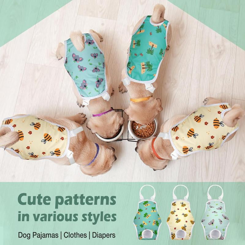 3 Pack Washable Female Dog Diapers with Adjustable Suspender, Reusable Fixed Doggie Diapers, Super Absorbent, Leakproof for Small to Large Dogs