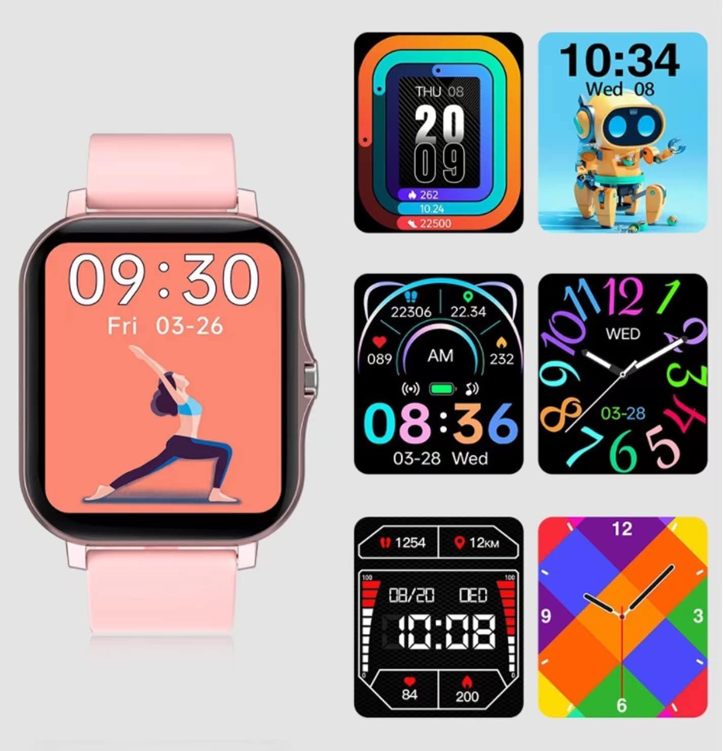 Smart Fitness Tracker Watch for Android/iOS - IP68 Waterproof, Heart Rate, Blood Oxygen, and Sleep Monitoring, 8 Sports Modes, Breathing Exercises, Weather Updates - 1.69-Inch Display for Men and Women (Rose Gold)