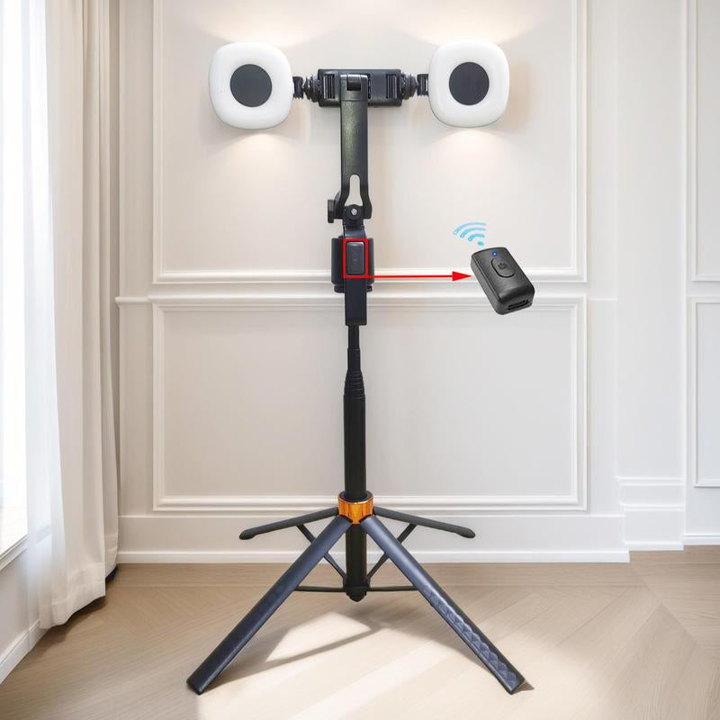 360-Rotatable Selfie Stick Tripod Remote, Rechargeable Smart Face Tracking Tripod with 2 Fill Light, Auto Face Tracking Phone Holder for Vlog, Camera Stand, Tripod Stabilizer, Tripod Ring, Smartphone Vlogging Kit