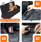 Dog Car Seat Cover - Waterproof Back Seat Protector for Pets, Non-Slip Design Fits Most Cars, Trucks, and SUVs - Black