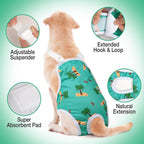 3 Pack Washable Female Dog Diapers with Adjustable Suspender, Reusable Fixed Doggie Diapers, Super Absorbent, Leakproof for Small to Large Dogs