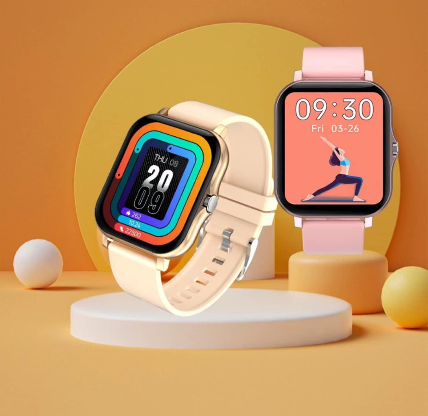 Smart Fitness Tracker Watch for Android/iOS - IP68 Waterproof, Heart Rate, Blood Oxygen, and Sleep Monitoring, 8 Sports Modes, Breathing Exercises, Weather Updates - 1.69-Inch Display for Men and Women (Rose Gold)