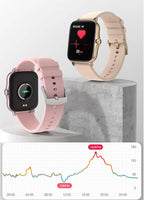 Smart Fitness Tracker Watch for Android/iOS - IP68 Waterproof, Heart Rate, Blood Oxygen, and Sleep Monitoring, 8 Sports Modes, Breathing Exercises, Weather Updates - 1.69-Inch Display for Men and Women (Rose Gold)